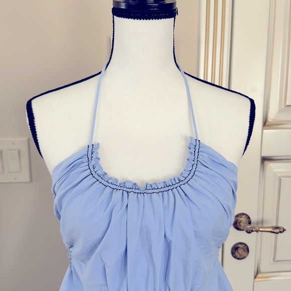 3.1 Phillip Lim Gathered Ruched Blue Cotton Dress Size 6 - Picture 7 of 14